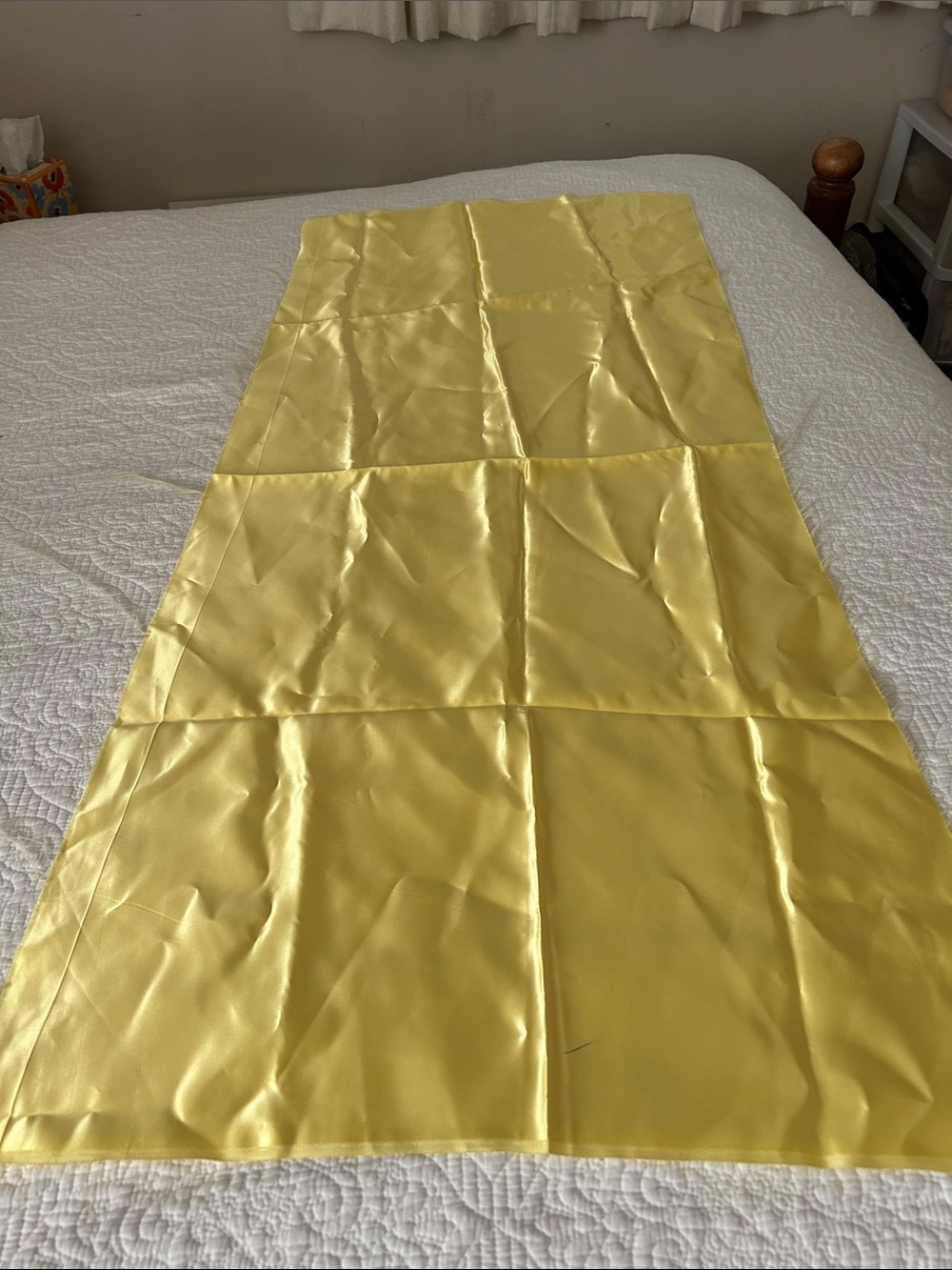 Yellow Satin fabric remnant fabric